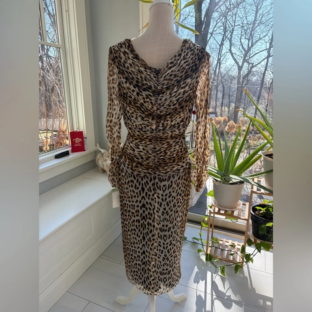 Tadashi Shoji Animal Print Long Sleeve Dress - Picture 5 of 11